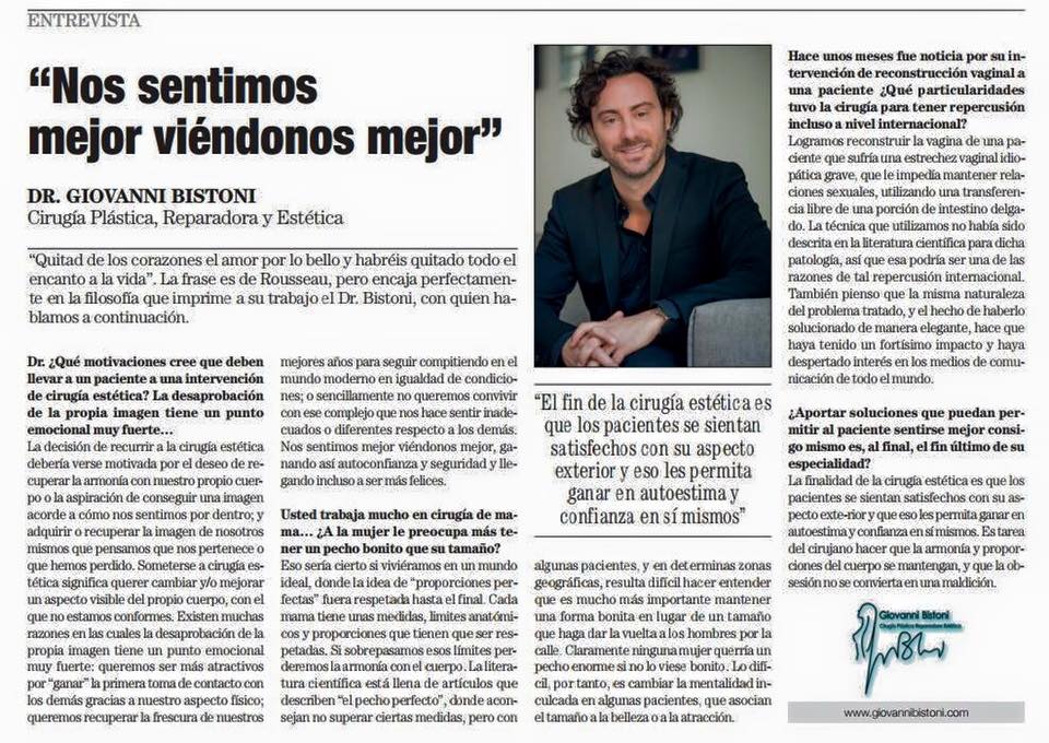 Entrevista al Dr. Giovanni Bistoni en el periódico El País.